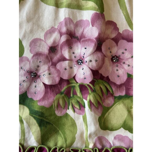 Trish Scully Girls Toddler Dress 6 Purple Green Floral Cotton Tiered Ruffle VTG - Picture 2 of 12